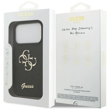 Guess Fixed Glitter Big 4G Hülle für iPhone 17 Pro - Schwarz