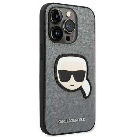 Karl Lagerfeld Saffiano Karl Head Patch Case – Etui iPhone 14 Pro (srebrny)