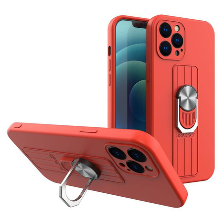 Ring Case silicone case with finger grip and stand for Xiaomi Redmi 9 red