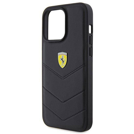 Etui Ferrari Quilted Metal Logo na iPhone 15 Pro Max - czarne
