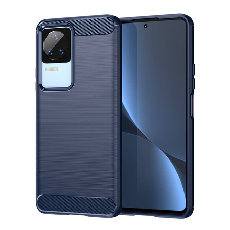Carbon Case für Xiaomi Poco F4 5G flexible Silikon-Carbon-Hülle blau