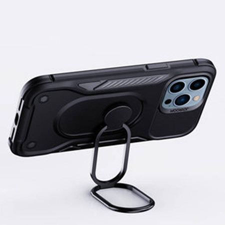 Joyroom Dual Hinge case for iPhone 14 armored case with a stand and a ring holder black