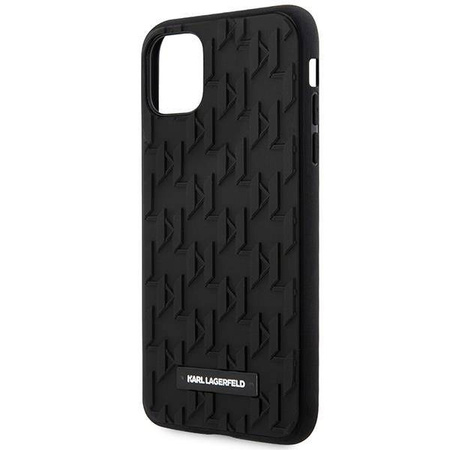 Original Handyhülle IPHONE 11 Karl Lagerfeld Hardcase 3D Monogram (KLHCN61RUPKLPK) schwarz
