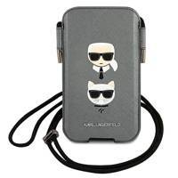 Karl Lagerfeld Handtasche KLHCP12LOPHKCG 6,7 "grau / graues Hardcase Saffiano Ikonik Karl & Choupette Head