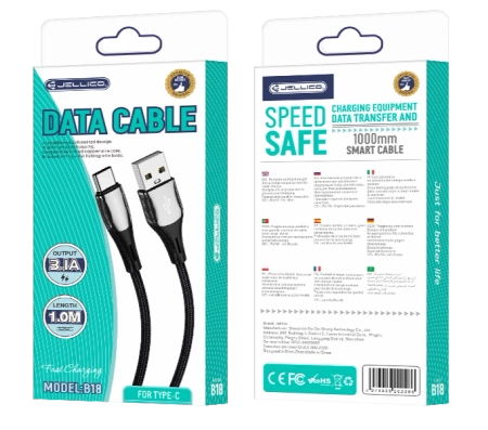 JELLICO cable B18 USB-C 3.1A 1M Black
