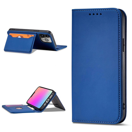 Magnet Card Case etui do iPhone 13 mini pokrowiec portfel na karty kartę podstawka niebieski