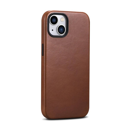 iCarer Oil Wax Premium Leather Case skórzane etui iPhone 14 Plus magnetyczne z MagSafe brązowy (WMI14220703-RB)