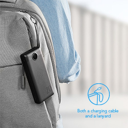 Bateria zewnętrzna (Powerbank) VEGER C20 - 20 000mAh (Micro + Typ C + Lightning 8-pin) czarny (W2047)