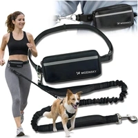 Pas biodrowy z saszetką i elastyczną smyczą do biegania z psem Wozinsky WPST-01 - czarny