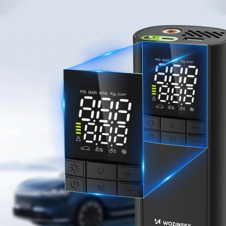 Wozinsky WPEP-8000 Kompressor, elektrische Pumpe, 8000-mAh-Powerbank, Taschenlampe – schwarz