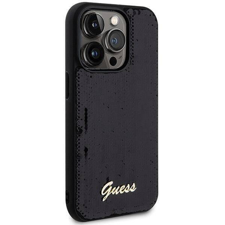 Guess nakładka do iPhone 13 Pro 6,1" GUHCP13LPSFDGSK HC SEQUIN SCRIPT METAL czarna