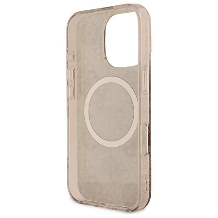 Oryginalne Etui IPHONE 16 PRO Guess Hardcase IML Peony On 4G Background MagSafe (GUHMP16LH4PYEEW) brązowe