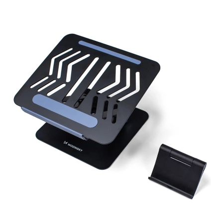 Laptop stand Wozinsky WRS-CPY84SB 360 aluminum + Free! smartphone stand - black