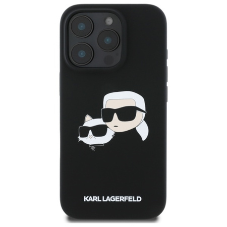 Karl Lagerfeld Silicone Double Heads Print MagSafe - Etui iPhone 16 Pro Max (czarny)