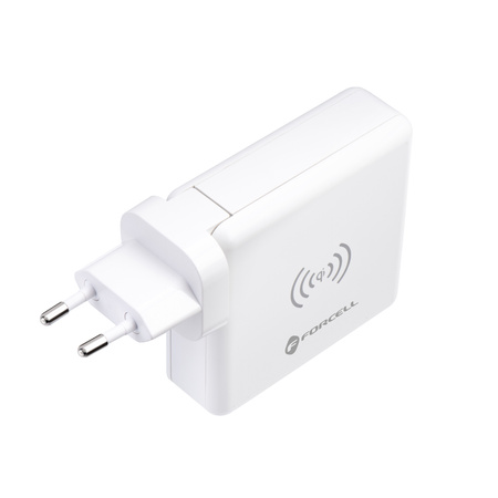 Forcell Wielofunkcyjna Ładowarka 4w1 15W ze złączami USB/USB typ C, power bankiem 8000mAh i ładowaniem bezprzewodowym