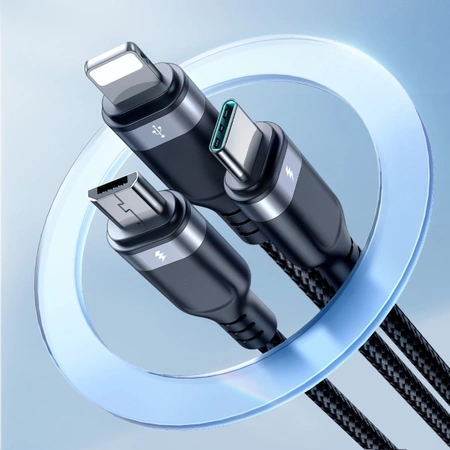 Joyroom Multi-Use Series S-A18 3in1 USB-A – Lightning /USB-C/Micro-USB-Kabel 0,3 m – Schwarz