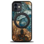 Holz- und Harzhülle für iPhone 12/12 Pro MagSafe Bewood Unique Planet Earth – Blaugrün