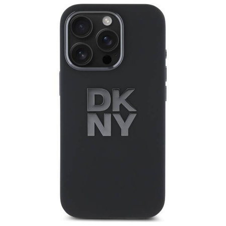 Original Handyhülle IPHONE 16 PRO DKNY Hardcase Liquid Silicone Metal Logo (DKHCP16LSMCBSK) schwarz
