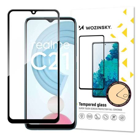 Wozinsky super wytrzymałe szkło hartowane Full Glue na cały ekran z ramką Case Friendly Realme C21 czarny