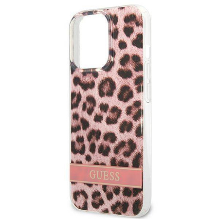 Case IPHONE 13 PRO Guess Hardcase Leopard (GUHCP13LHSLEOP) pink