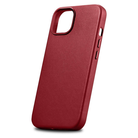 iCarer Case Leather genuine leather case cover for iPhone 14 Plus red (MagSafe compatible)