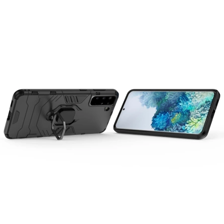 Ring Armor Tough Hybrid Case Cover + Magnethalter für Samsung Galaxy S22+ (S22 Plus) schwarz