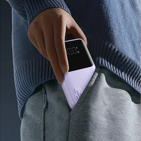 Joyroom Powerbank 30 W 10000 mAh mit integrierten Lightning und USB-C-Kabeln lila (JR-PBC06)