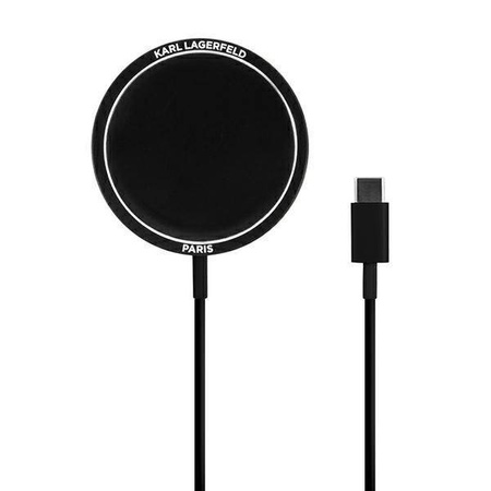 Karl Lagerfeld bezprzewodowa ładowarka indukcyjna (kompatybilna z MagSafe) 15W + kabel USB Typ C czarny (KF000566-0)