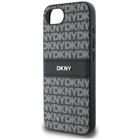 Etui DKNY Repeat Texture Pattern with Tonal Stripe na iPhone 16e - czarne