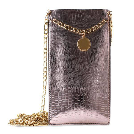 PURO GLAM Chain - Etui uniwersalne do smartfonów z 2 kieszeniami na karty w/gold chain XL (brązowy)