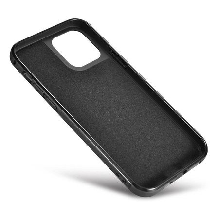 iCarer Leather Oil Wax etui pokryte naturalną skórą do iPhone 12 mini czarny (ALI1204-BK)