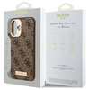 Original Handyhülle IPHONE 16 Guess Hardcase 4G Logo Plate MagSafe (GUHMP16SU4GPRW) braun