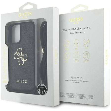 Original Case IPHONE 16 PLUS Guess 4G Big Logo Cord Stap Crossbody black