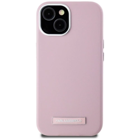 Karl Lagerfeld FW Metal Plate MagSafe iPhone 15 Case - Pink