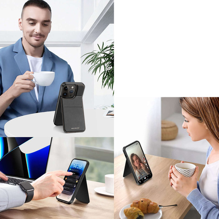 3-in-1-Hülle für iPhone 14 Pro mit MagSafe Wallet RFID-blockierender Ständer Dux Ducis Rafi Mag – Schwarz