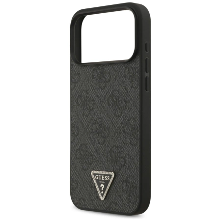 Guess Leather 4G Triangle Strass MagSafe Case for iPhone 17 Pro Max - Black