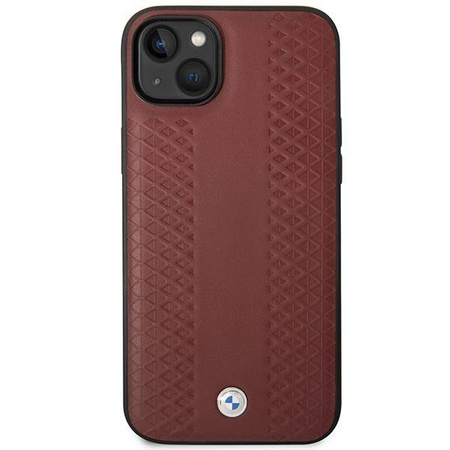 Original Case IPHONE 14 BMW Leather Diamond Pattern (BMHCP14S22RFGR) burgundy