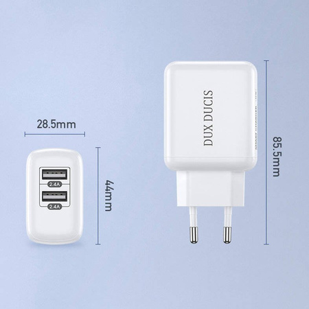 Dux Ducis ładowarka sieciowa 2x USB 12W 2,4A biały (C10 white)