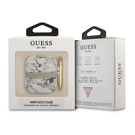 Case APPLE AIRPODS Guess AirPods Marble Strap Collection (GUA2HCHMAG) gray