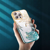 Luxuriöse iPhone 14-Hülle mit Kingxbar Phoenix-Kristallen – Gold und Blau