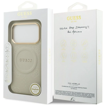 Guess Peony Hot Stamp MagSafe Case for iPhone 17 Pro - Beige