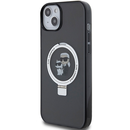 Karl Lagerfeld KLHMP15SHMRSKCK iPhone 15 6.1&quot; black/black hardcase Ring Stand Karl&amp;Choupette MagSafe