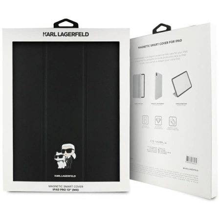 Karl Lagerfeld Saffiano Magnetic Karl &amp; Choupette iPad Pro 13&quot; 2024 Book Cover Case - Black