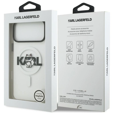 Etui Karl Lagerfeld IML Choupette Sketch Logo MagSafe na iPhone 17 Pro Max - przezroczyste