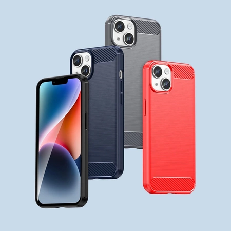 Carbon Case iPhone 14 Hülle flexible Gel Rückseite blau