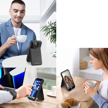 3 in 1 Case for iPhone 13 Pro with MagSafe Wallet RFID Blocking Stand Dux Ducis Rafi Mag - Black