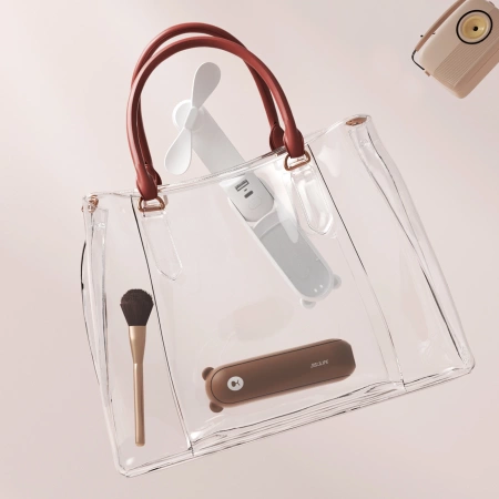 Jisulife Handheld Fan Life8 Portable USB Fan with Power Bank and Flashlight - Brown