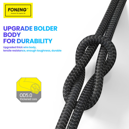Foneng Kabel X82 - USB na Typ C - 3A 1 metr czarny