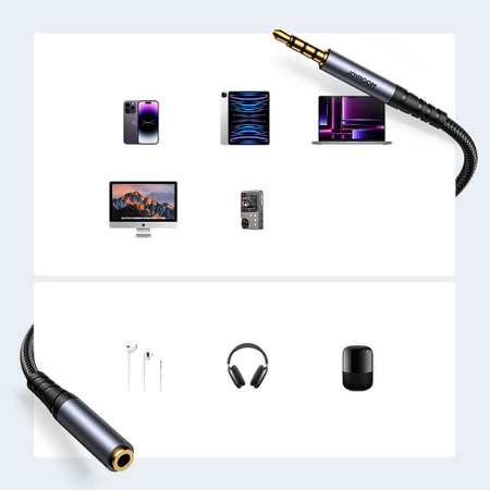 Joyroom stereo audio cable AUX 3.5 mm mini jack (male) - mini jack (female) 1.2 m black (SY-A09)