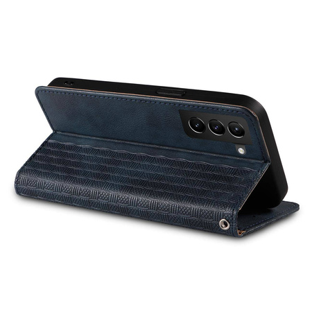 Magnetband Hülle Hülle für Samsung Galaxy S22 Tasche Geldbörse + Mini Lanyard Anhänger Blau